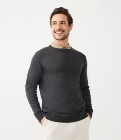 Suéter Comfort Básico em Tricô com Manga e Barra Ajustada