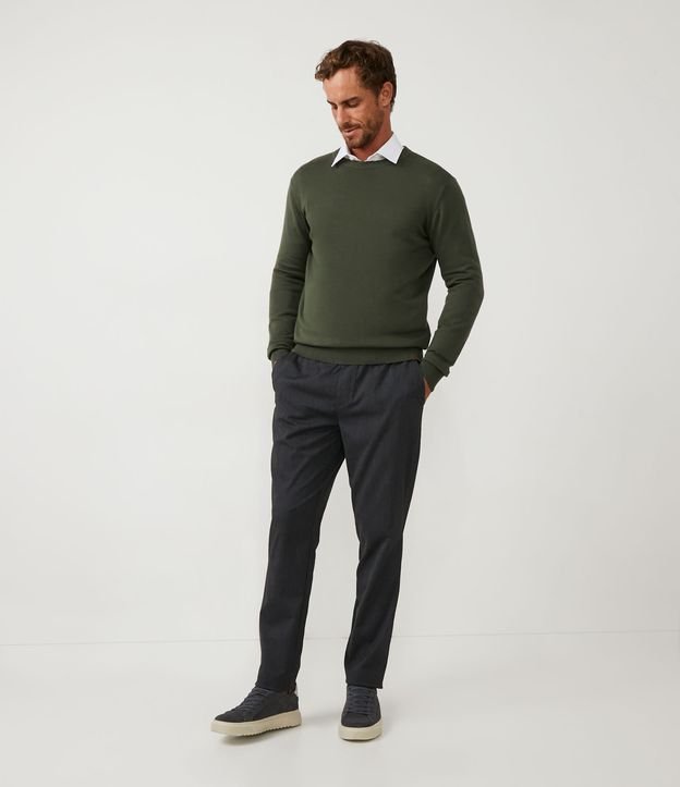 Suéter Comfort Básico em Algodão com Punho Ajustado Verde 2