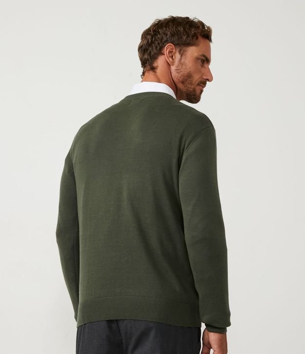 Suéter Comfort Básico em Algodão com Punho Ajustado Verde 3