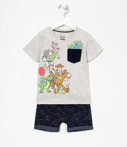Conjunto Infantil Camiseta e Bermuda Estampa Toy Story - Tam 2 a 5 anos 