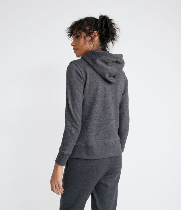 Campera Deportiva Básica en Algodón con Capucha y Bolsillo Canguro Gris 2