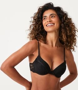 Sutiã Super Push Up em Renda Floral com Fechamento Costas