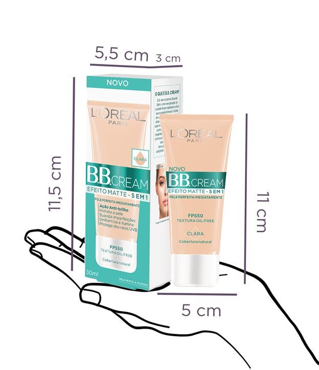 Base BB Cream L'Oréal Paris Efeito Matte FPS 50, 30ml Clara 9