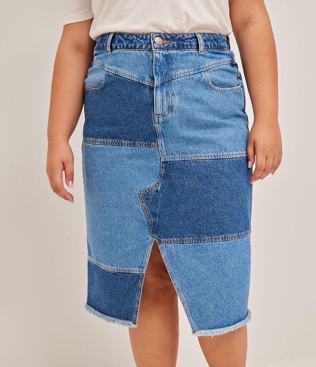 saia midi jeans renner