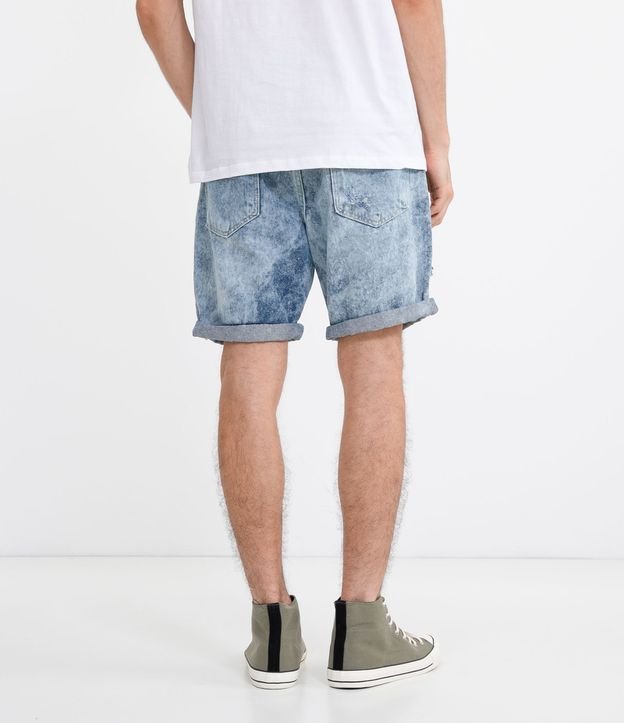 Bermuda Jean Slim Marmorizada Destroyed Azul 2