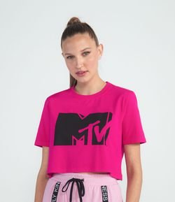 Blusa Cropped en Algodón Estampa Logo MTV 