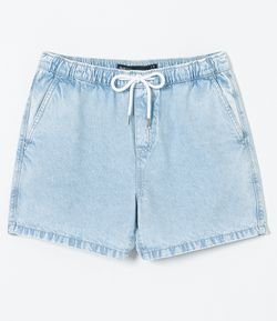 Bermuda Jeans Liso com Amarração