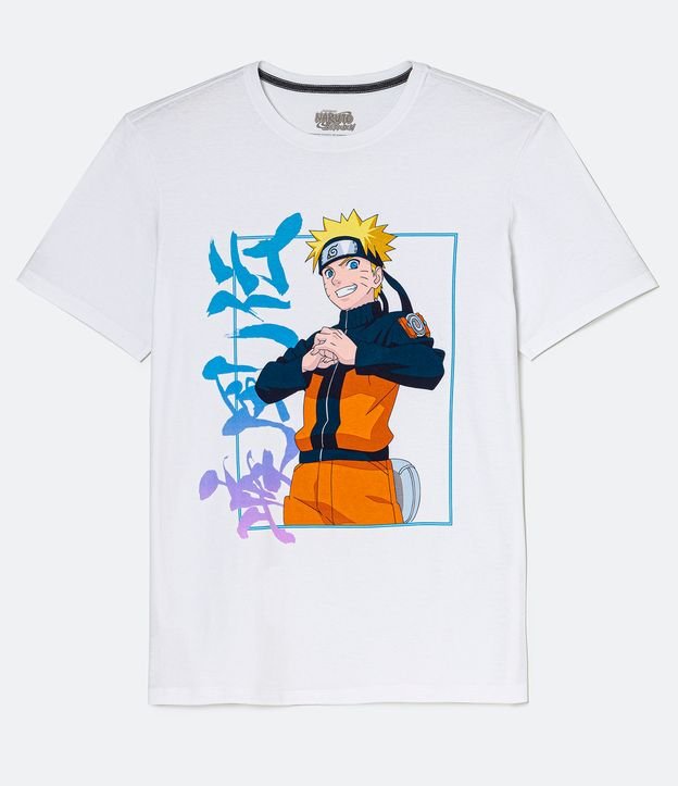 Camiseta Easy em Meia Malha com Estampa Naruto - Cor: Branco - Tamanho: GG