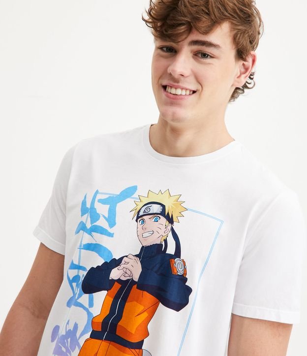 Camiseta Easy em Meia Malha com Estampa Naruto Branco 4