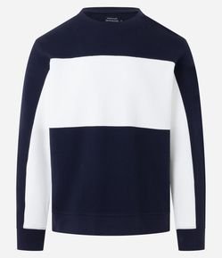 Blusão Comfort Fechado em Algodão com Recortes Contrastantes