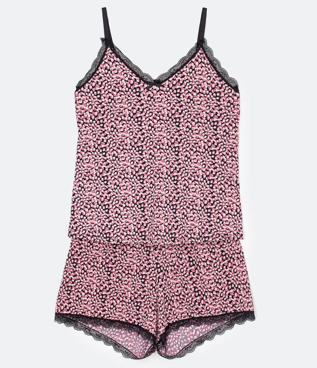 Pijama Short Doll em Microfibra Estampa Animal Print