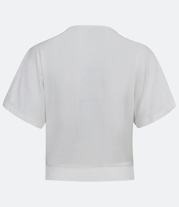 Blusa Curta em Crepe com Decote V Transpassado Branco 6