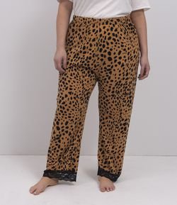 Calça de Pijama Animal Print com Renda Curve & Plus Size