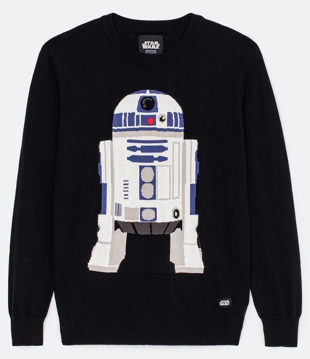 Suéter em Algodão com Estampa do R2-D2 Preto 7