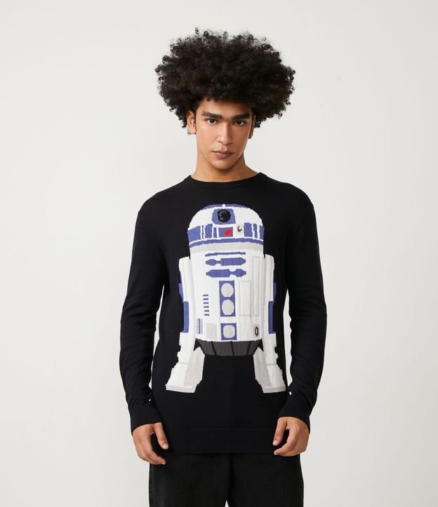 Suéter em Algodão com Estampa do R2-D2 Preto 3