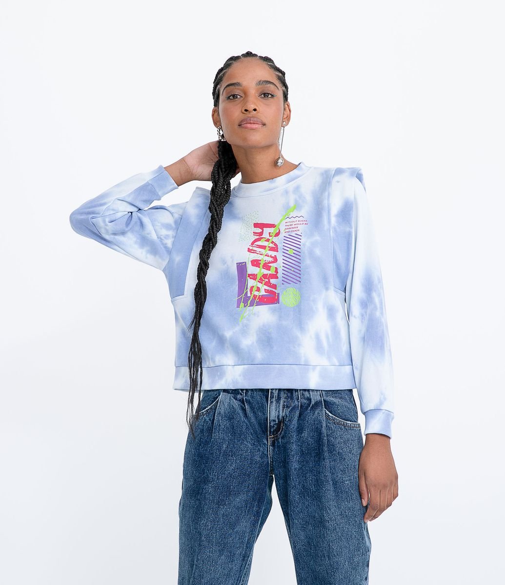 Blusão Fechado em Moletom Tie Dye com Estampa Frontal Ecrita "Candy" é boa?