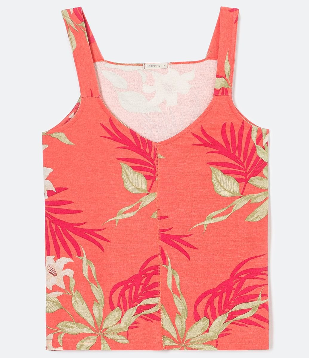 Blusa Regata Alça Larga Estampa Floral em Viscose Menor preço em Blusa Regata Alça Larga Estampa Floral em Viscose