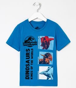 Camiseta Infantil Estampa Dinnossauros Jurassic World - Tam 5 a 14 anos