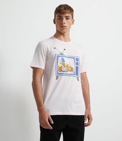 Camiseta Manga Curta em Algodão Estampa Simpsons