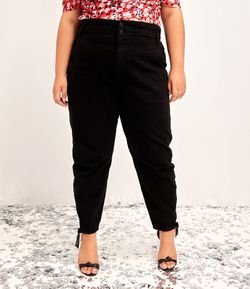 Calça Baggy Jeans Lisa com Cós Elástico Curve & Plus Size