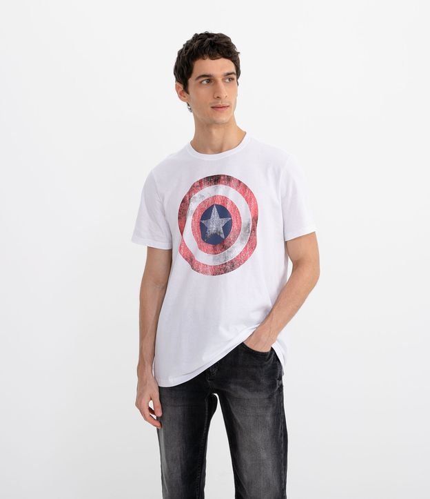 Camiseta Manga Curta Estampa Capitão América