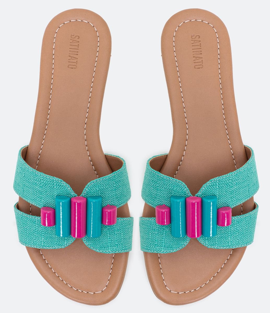 sandália rasteira beira rio adorno metalizado