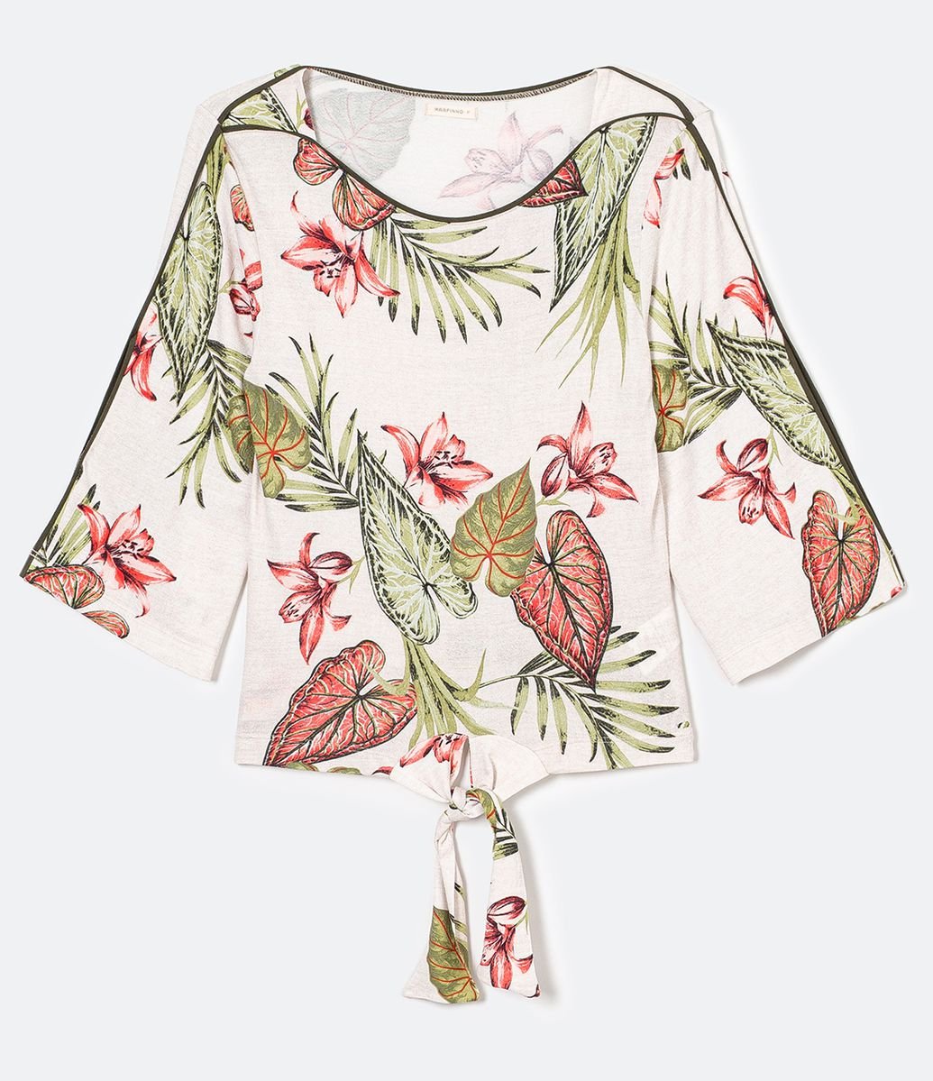 Menor preço em Blusa Manga 3/4 em Viscose com Estampa Floral 