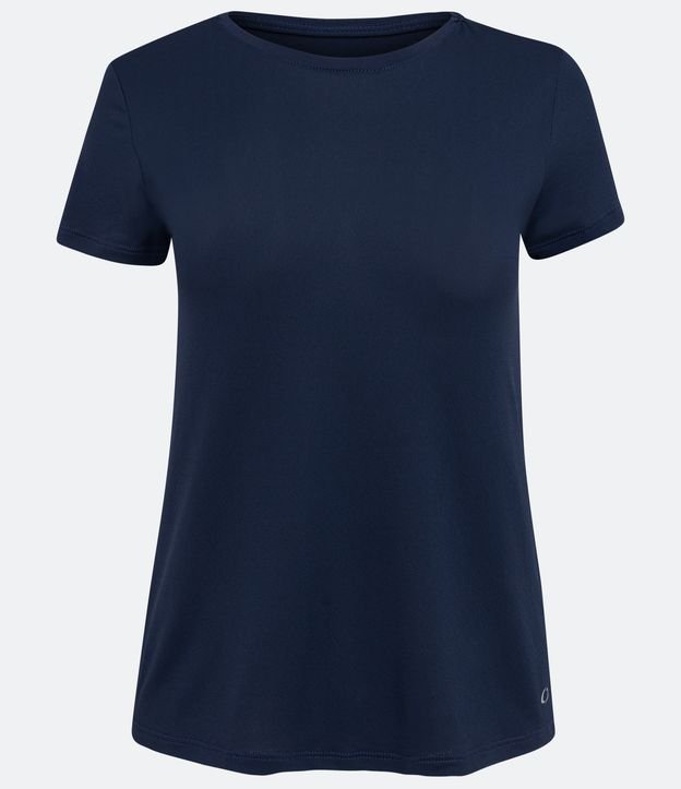 Camiseta Esportiva Básica em Poliamida com Manga Curta Azul Marinho 5