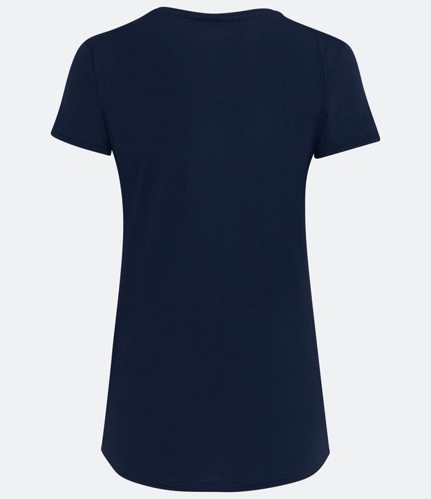 Camiseta Esportiva Básica em Poliamida com Manga Curta Azul Marinho 6