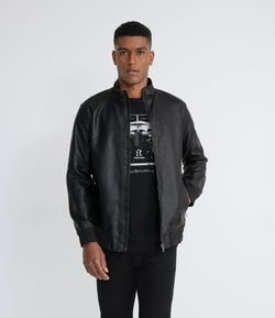 Jaqueta Bomber com Bolsos em Material Sintético