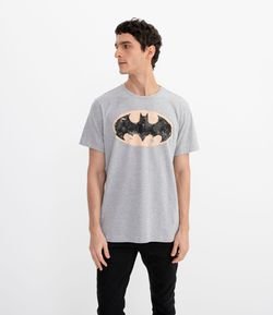 Camiseta em Algodão com Estampa do Batman e Manga Curta