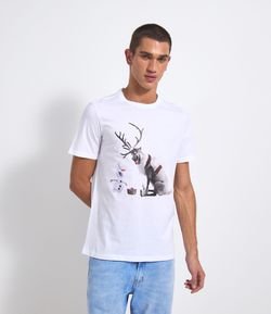 Camiseta Manga Curta com Estampa Olaf
