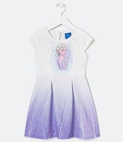 Vestido Infantil Estampa Elsa Frozen com Strass - Tam 2 a 10 anos 