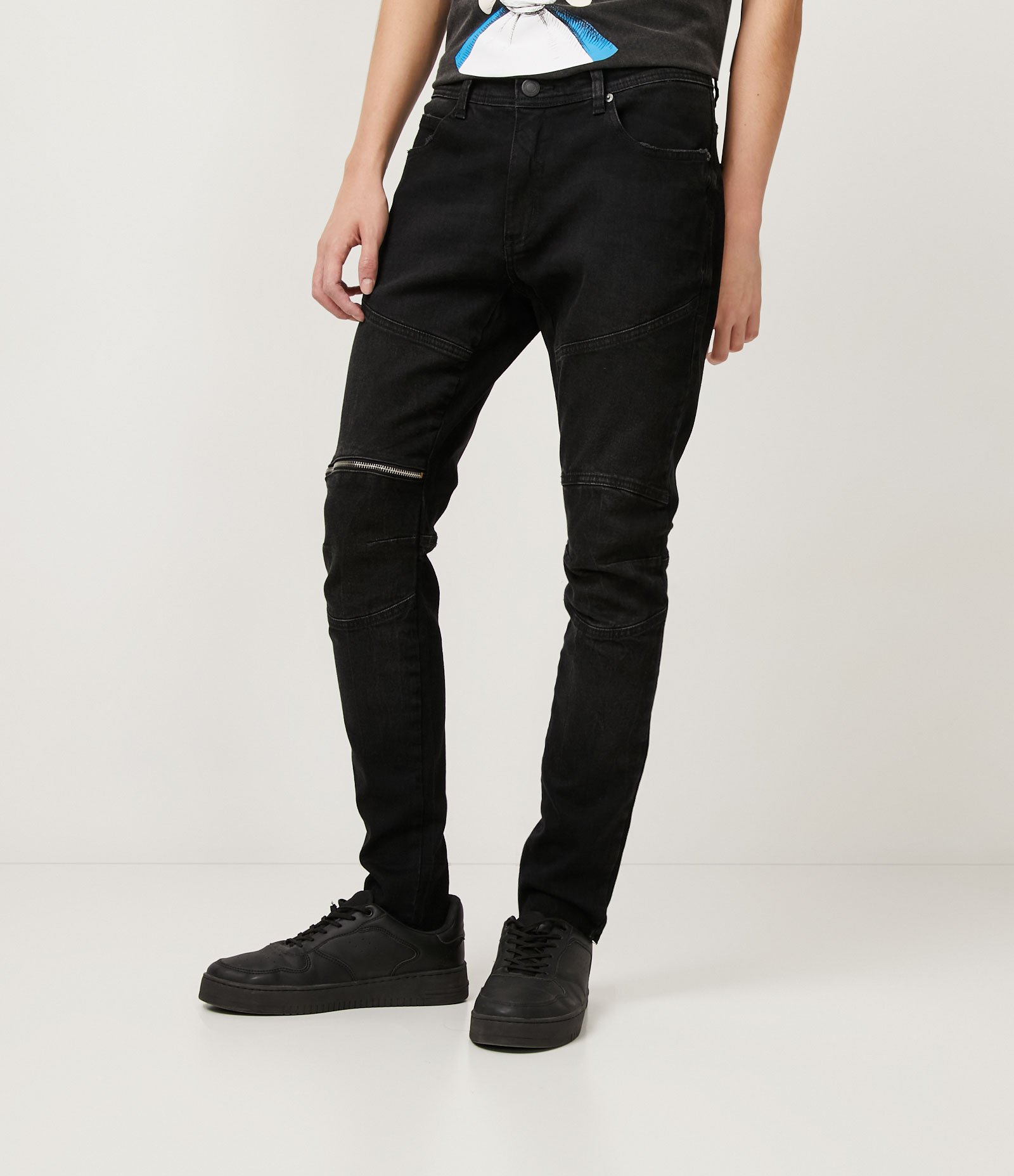 Calça Jeans Skinny Biker com Ziper Preto 2
