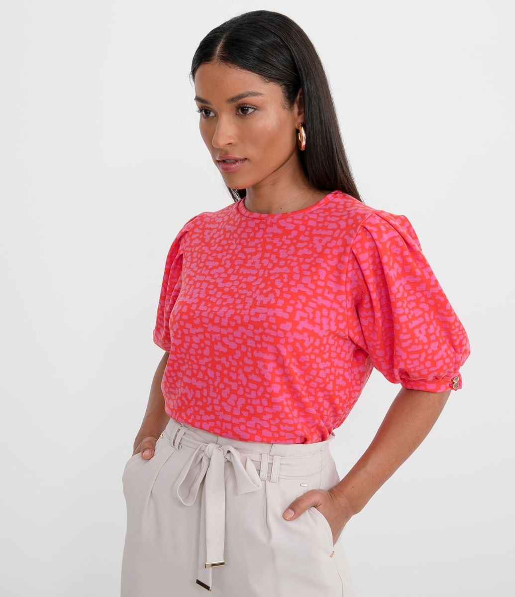 blusa manga curta bufante