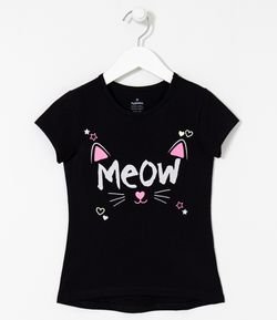 Blusa Infantil com Meow - Tam 5 a 14 Anos