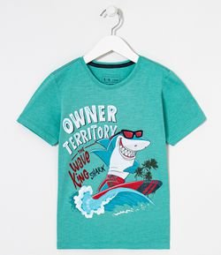 Camiseta Infantil Estampa Tubarão - Tam 5 a 14 Anos