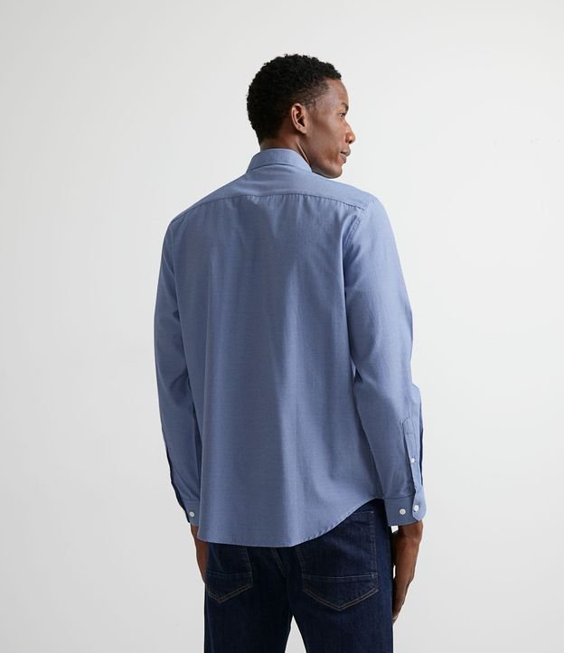 Camisa Comfort em Algodão com Estampa Xadrez Azul 2