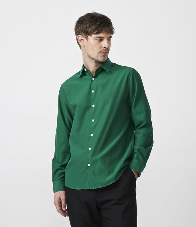 Camisa Comfort em Algodão com Estampa Xadrez Azul