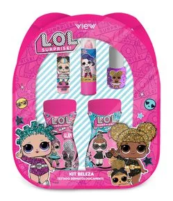 Kit Infantil Mochila LOL View com Shampoo + Condicionador + Esmalte + Batom + Brilho Labial