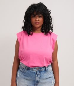 Blusa Lisa em Algodão com Ombreiras Curve & Plus Size