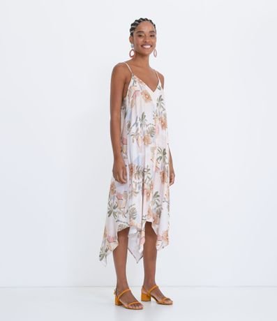 Vestido Midi em Viscose com Pontas Estampa Floral Menor preço em Vestido Midi em Viscose com Pontas Estampa Floral