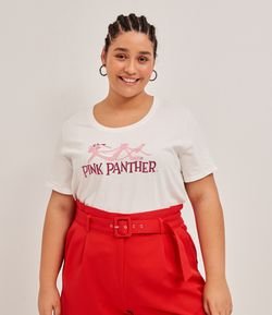 Blusa Manga Curta Estampa Pantera Cor de Rosa Curve & Plus Size