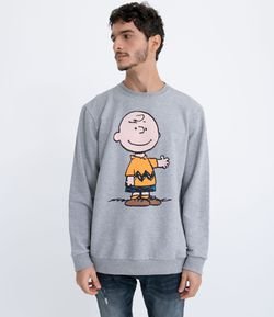 Suéter em Moletinho Estampa Charlie Brown Snoopy