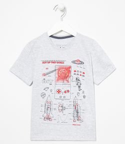 Camiseta Infantil Estampa Game Astronauta - Tam 5 a 14 anos