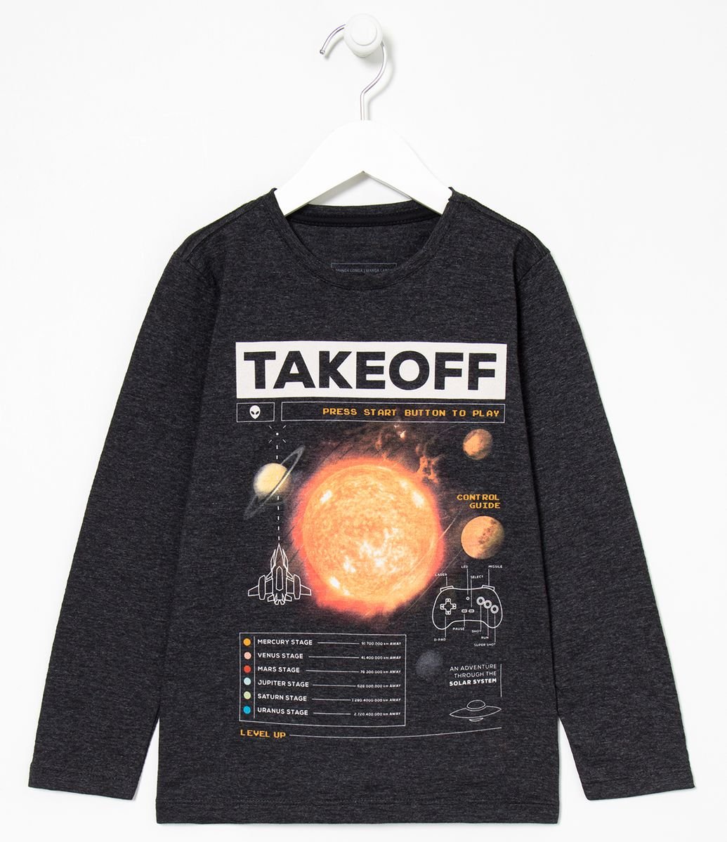Camiseta Infantil Estampa Espaço - Tam 5 a 14 anos Menor preço em Camiseta Infantil Estampa Espaço - Tam 5 a 14 anos
