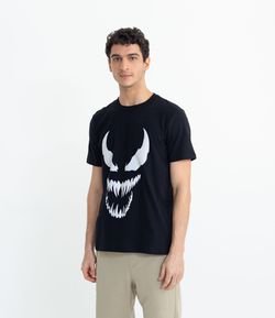 Camiseta Manga Curta em Algodão Estampa Venom