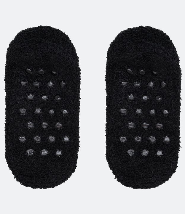 Media Ballet en Chenille con Antideslizante y Bordado de Onza Negro 2