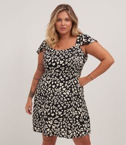 Vestido Babado na Alça Estampado em Viscose Curve & Plus Size