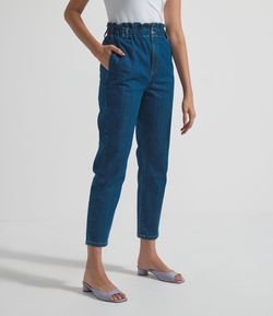Calça Slouchy Jeans Lisa com Cós Elástico